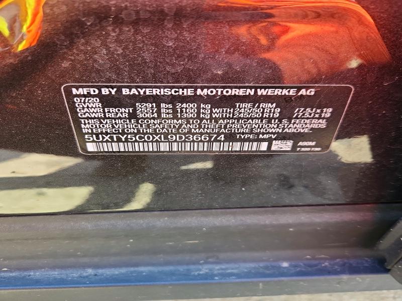 2020 Bmw X3 მანქანა იყიდება აუქციონზე, vin: 5UXTY5C0XL9D36674, აუქციონის ნომერი: 51105586