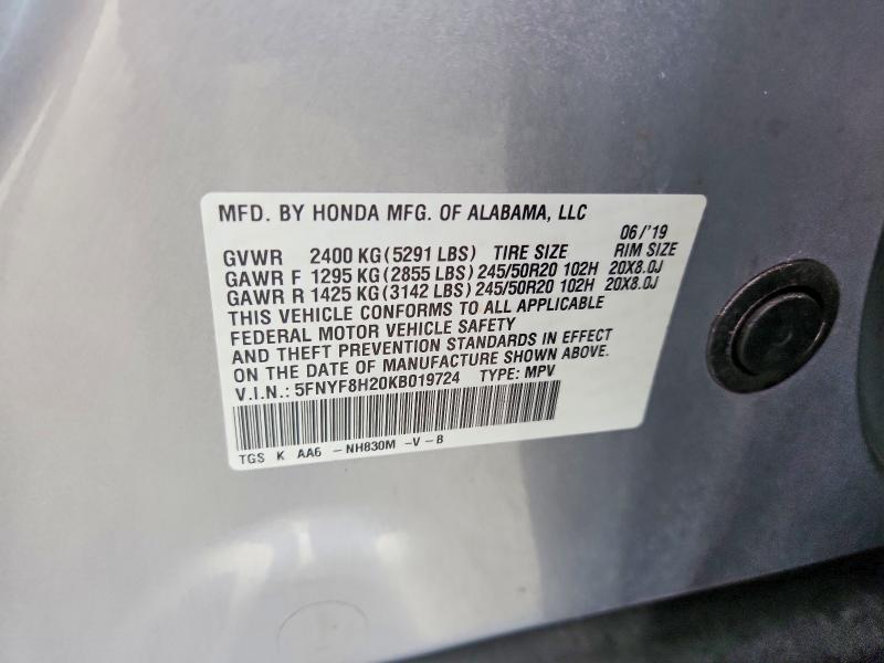 Aukcja sprzedaży 2019 Honda Passport, vin: 5FNYF8H20KB019724, numer aukcji: 54601446