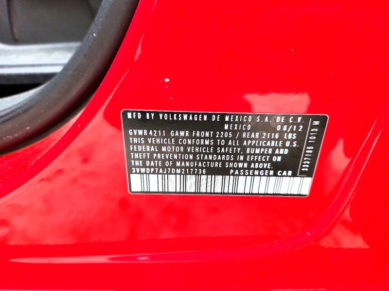 52772636 :رقم المزاد ، 3VWDP7AJ7DM217736 vin ، 2013 Volkswagen Jetta مزاد بيع