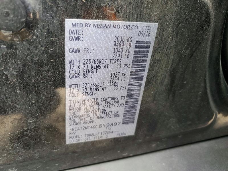 Aukcja sprzedaży 2016 Nissan Rogue, vin: 5N1AT2MT4GC859897, numer aukcji: 53974526