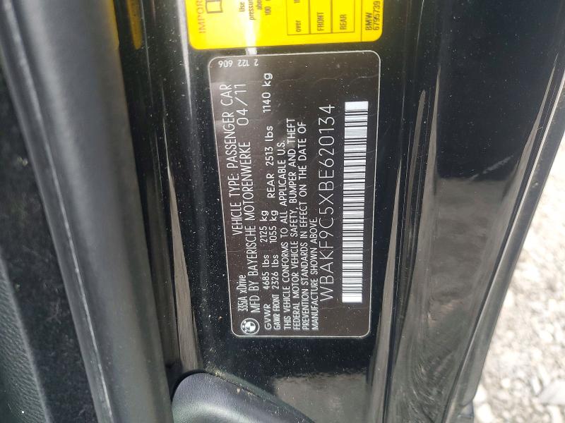 2011 Bmw 335 მანქანა იყიდება აუქციონზე, vin: WBAKF9C5XBE620134, აუქციონის ნომერი: 54123306