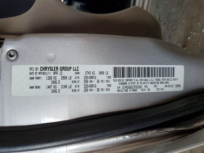 2012 Dodge Grand Caravan მანქანა იყიდება აუქციონზე, vin: 2C4RDGBG2CR322681, აუქციონის ნომერი: 53281856