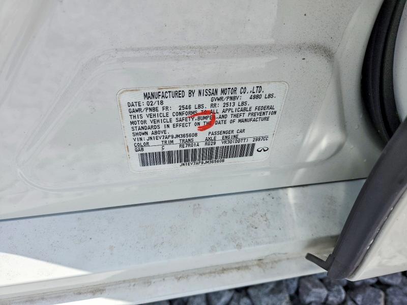 54582296 :رقم المزاد ، JN1EV7AP9JM365608 vin ، 2018 Infiniti Q50 مزاد بيع