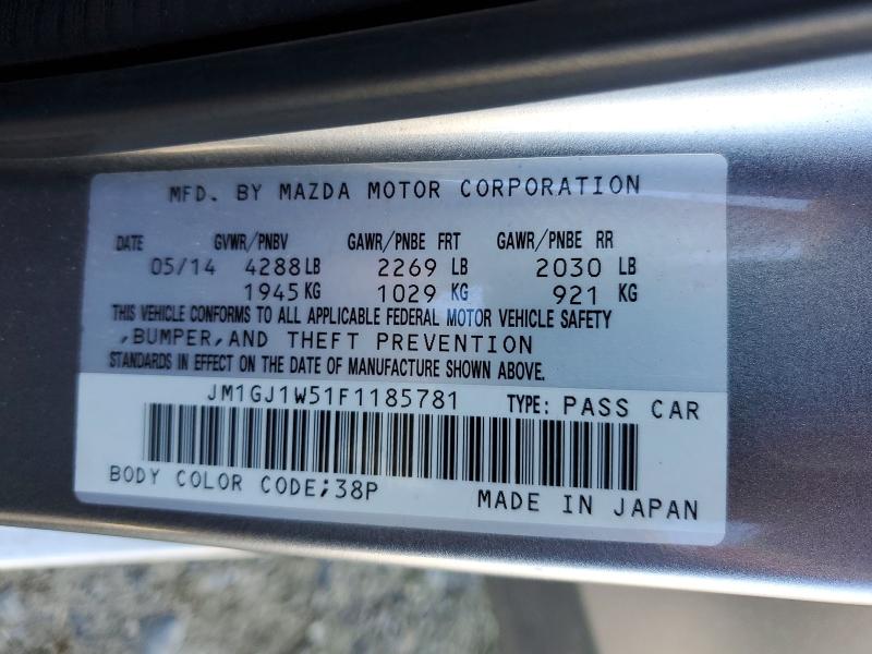Продажа на аукционе авто 2015 Mazda 6, vin: JM1GJ1W51F1185781, номер лота: 52365286