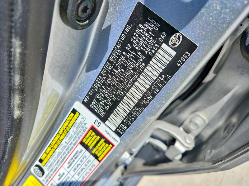 Aukcja sprzedaży 2019 Toyota Camry, vin: 4T1BZ1HKXKU031208, numer aukcji: 52928706