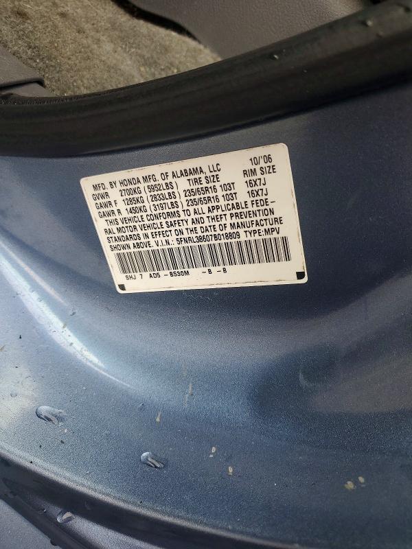 Aukcja sprzedaży 2007 Honda Odyssey, vin: 5FNRL38607B018809, numer aukcji: 55413716