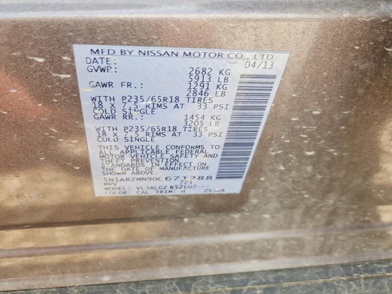 54543266 :رقم المزاد ، 5N1AR2MN9DC671288 vin ، 2013 Nissan Pathfinder مزاد بيع