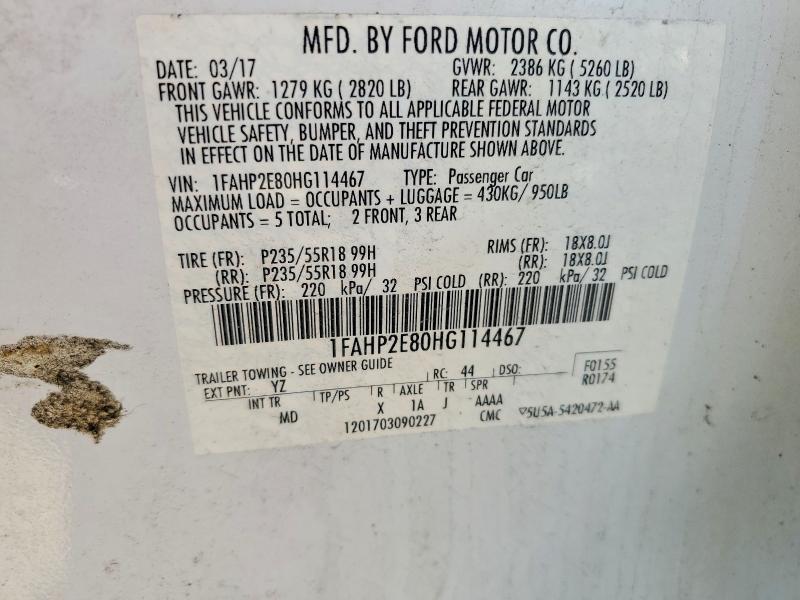 Aukcja sprzedaży 2017 Ford Taurus, vin: 1FAHP2E80HG114467, numer aukcji: 54423236