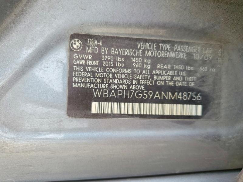 52836706 :رقم المزاد ، WBAPH7G59ANM48756 vin ، 2010 Bmw 328 مزاد بيع