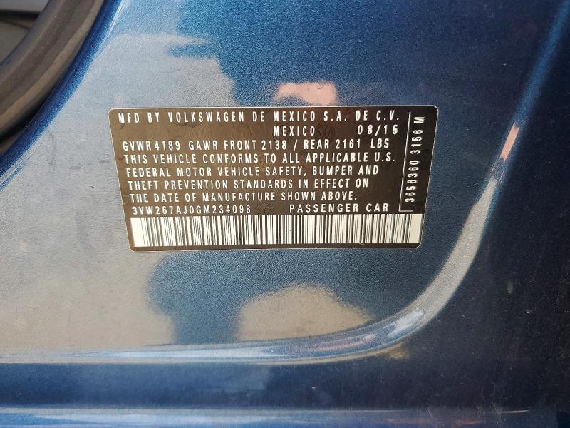 Продажа на аукционе авто 2016 Volkswagen Jetta, vin: 3VW267AJ0GM234098, номер лота: 55391656