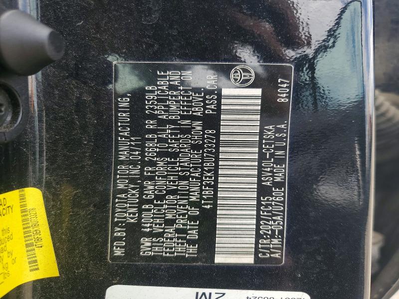 52476496 :رقم المزاد ، 4T1BF3EK1BU733278 vin ، 2011 Toyota Camry مزاد بيع