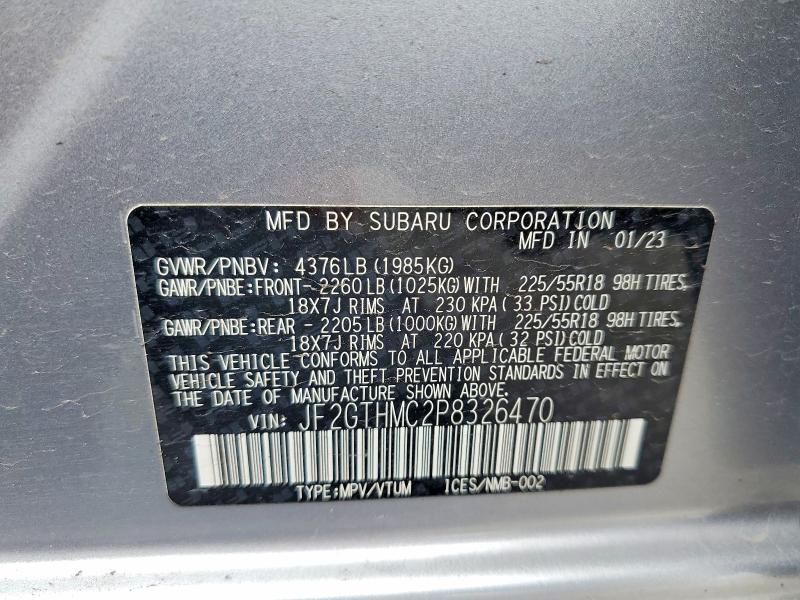 Продаж на аукціоні авто 2023 Subaru Crosstrek, vin: JF2GTHMC2P8326470, номер лоту: 52641326