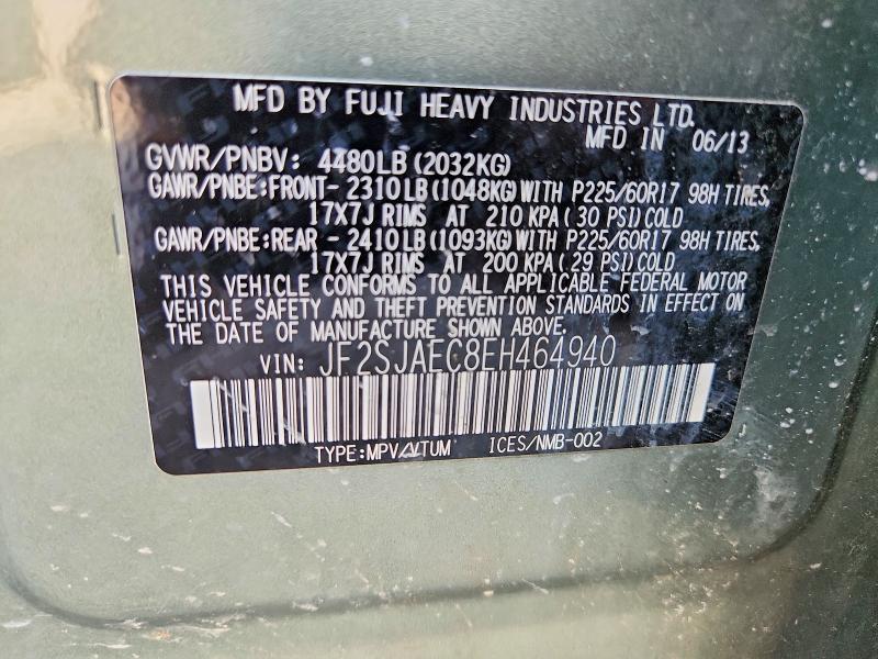 Продажа на аукционе авто 2014 Subaru Forester, vin: JF2SJAEC8EH464940, номер лота: 53353646