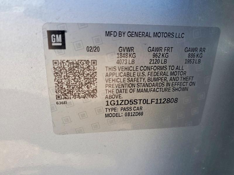 Aukcja sprzedaży 2020 Chevrolet Malibu, vin: 1G1ZD5ST0LF112808, numer aukcji: 52555496