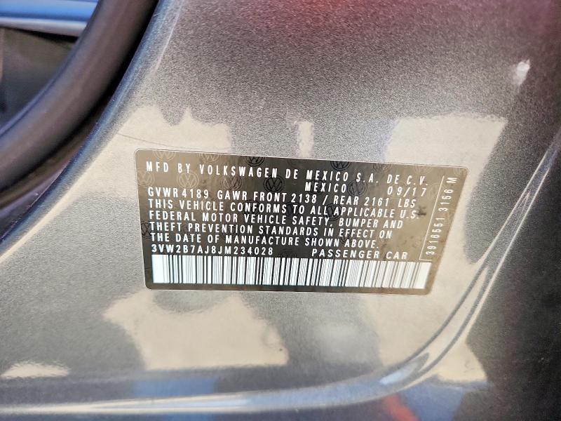 Продажа на аукционе авто 2018 Volkswagen Jetta, vin: 3VW2B7AJ8JM234028, номер лота: 52607826