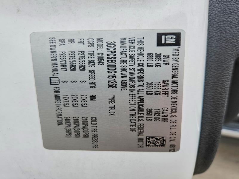 53585966 :رقم المزاد ، 3GCPCSE00DG151268 vin ، 2013 Chevrolet Silverado مزاد بيع
