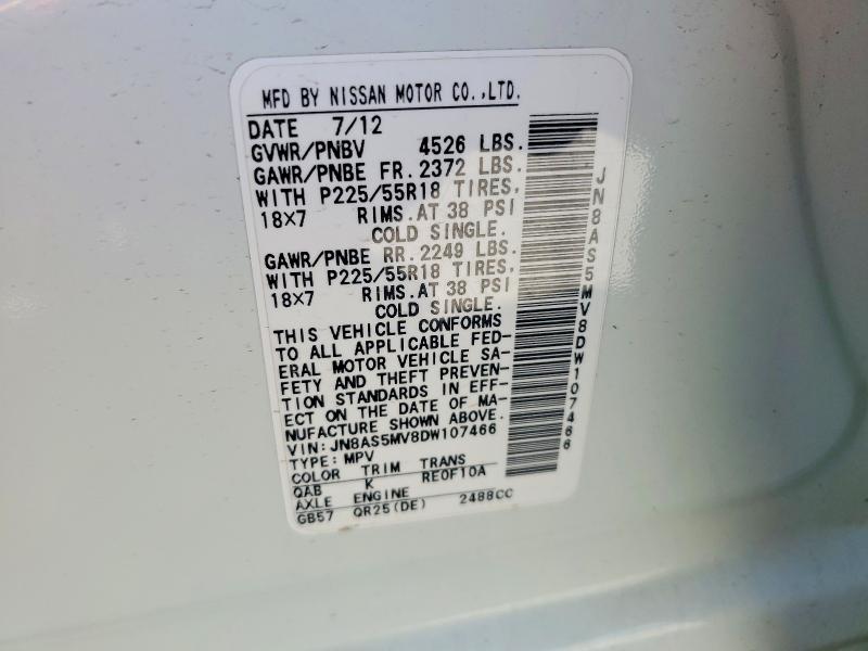 Продажа на аукционе авто 2013 Nissan Rogue, vin: JN8AS5MV8DW107466, номер лота: 52958896