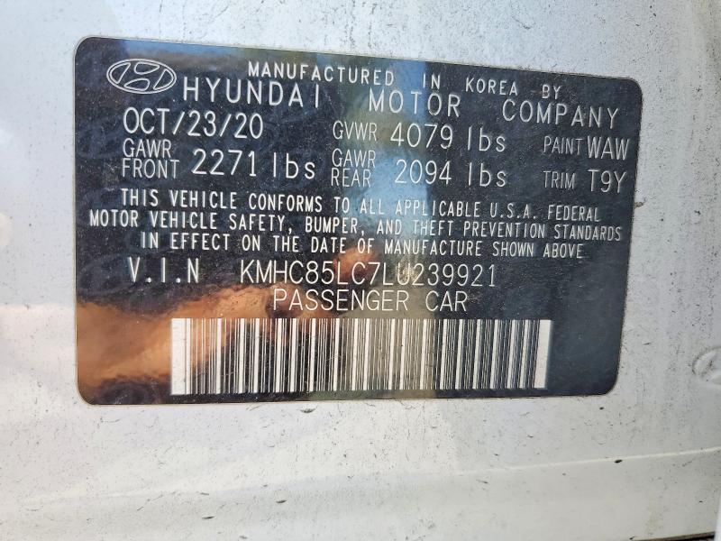 53561546 :رقم المزاد ، KMHC85LC7LU239921 vin ، 2020 Hyundai Ioniq مزاد بيع