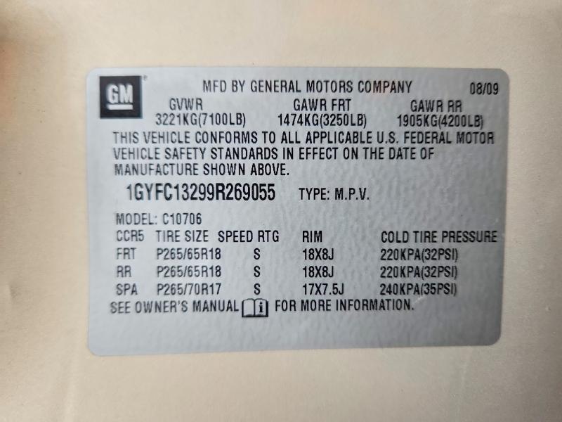Aukcja sprzedaży 2009 Cadillac Escalade, vin: 1GYFC13299R269055, numer aukcji: 53664296