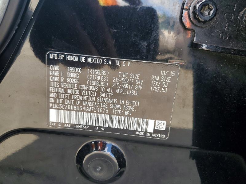 Aukcja sprzedaży 2016 Honda Hr-v, vin: 3CZRU6H34GM724675, numer aukcji: 54611826