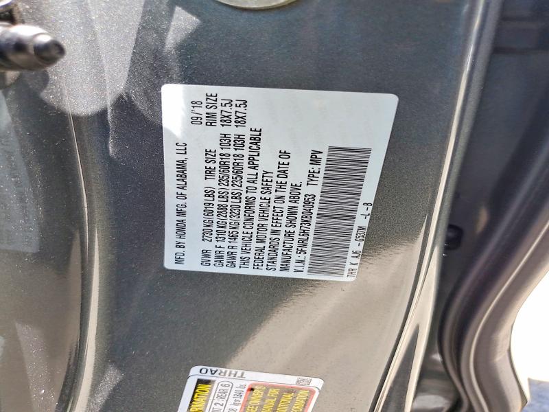 Aukcja sprzedaży 2019 Honda Odyssey, vin: 5FNRL6H73KB040953, numer aukcji: 55019406