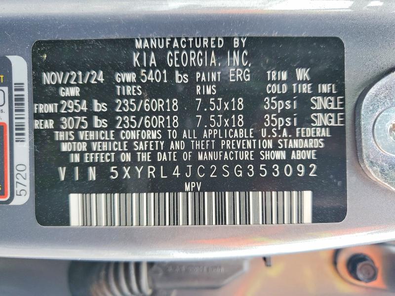Aukcja sprzedaży 2025 Kia Sorento, vin: 5XYRL4JC2SG353092, numer aukcji: 52749266