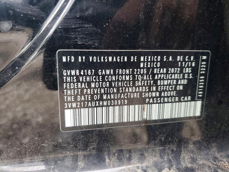 Продажа на аукционе авто 2017 Volkswagen Golf, vin: 3VW217AUXHM030919, номер лота: 53662176