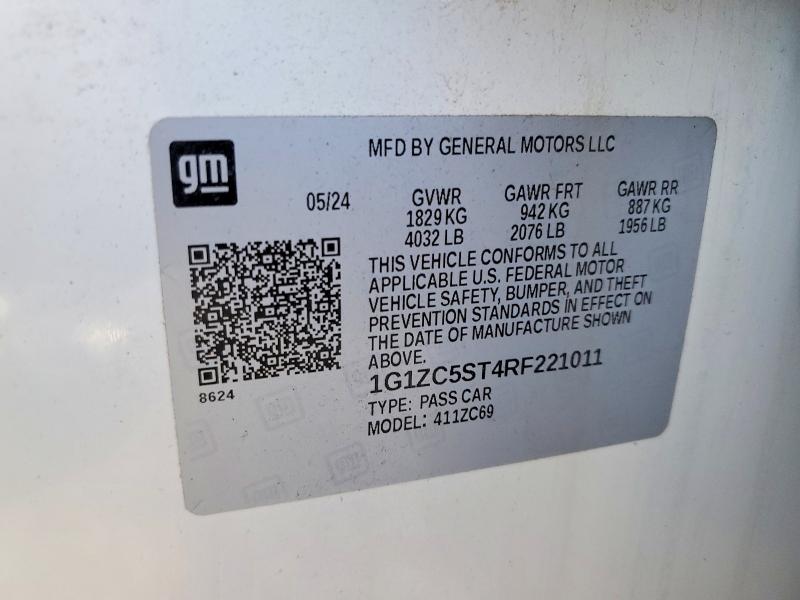 Продажа на аукционе авто 2024 Chevrolet Malibu, vin: 1G1ZC5ST4RF221011, номер лота: 53057026