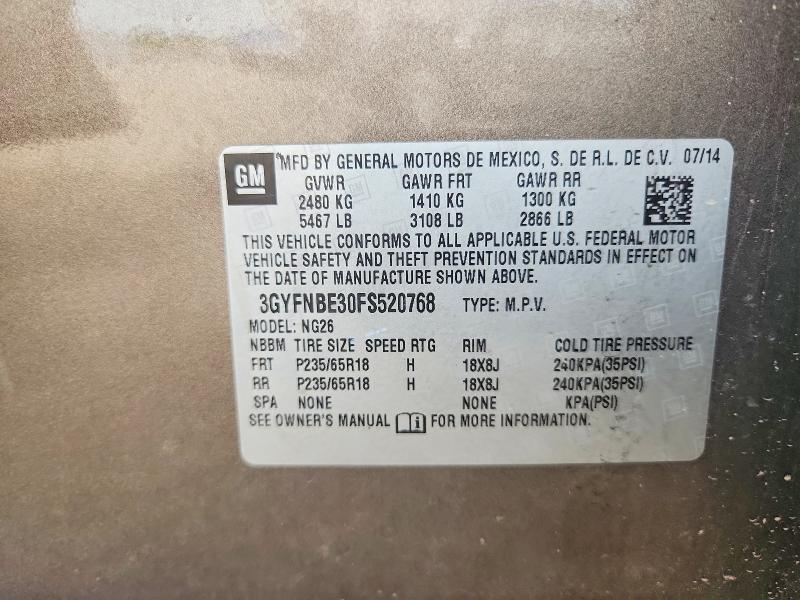48622456 :رقم المزاد ، 3GYFNBE30FS520768 vin ، 2015 Cadillac Srx مزاد بيع