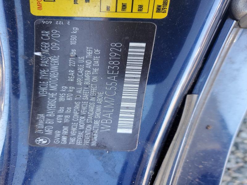 52433566 :رقم المزاد ، WBALM7C55AE381928 vin ، 2010 Bmw Z4 مزاد بيع