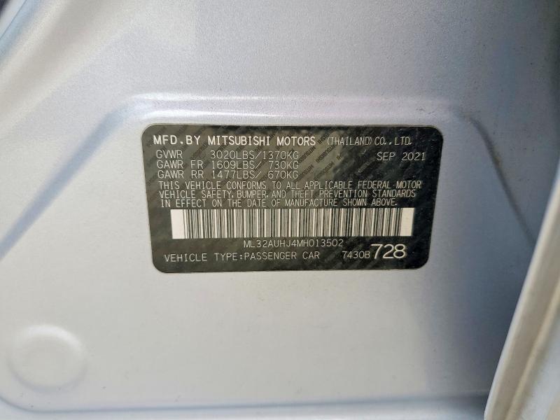 Aukcja sprzedaży 2021 Mitsubishi Mirage, vin: ML32AUHJ4MH013502, numer aukcji: 52317016
