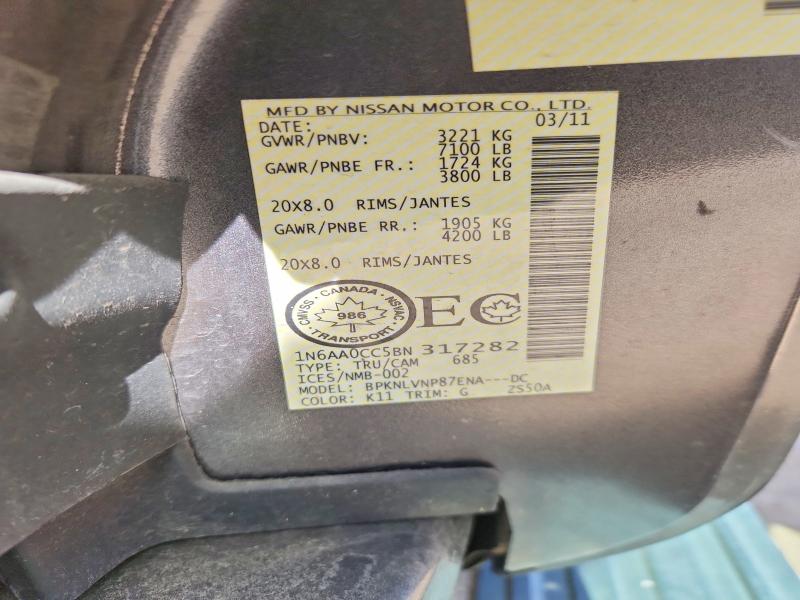 Aukcja sprzedaży 2011 Nissan Titan, vin: 1N6AA0CC5BN317282, numer aukcji: 54097266
