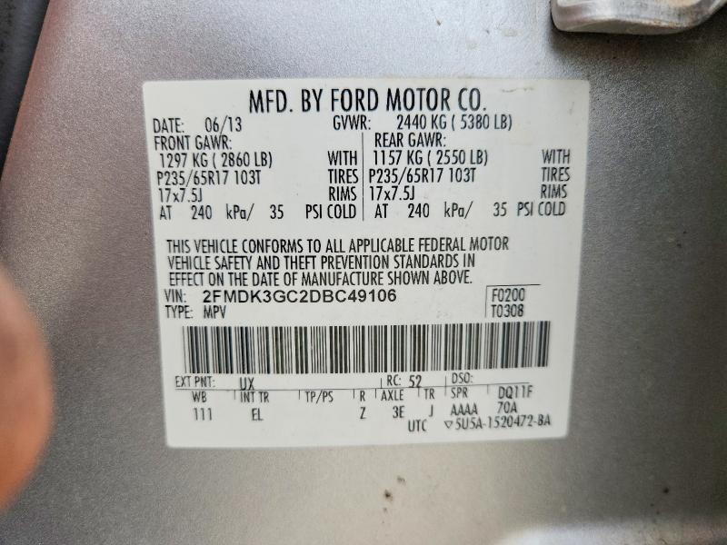 Aukcja sprzedaży 2013 Ford Edge, vin: 2FMDK3GC2DBC49106, numer aukcji: 52685696