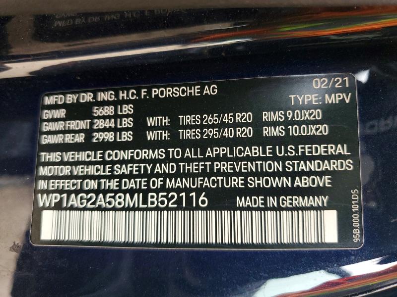 Aukcja sprzedaży 2021 Porsche Macan, vin: WP1AG2A58MLB52116, numer aukcji: 54634276