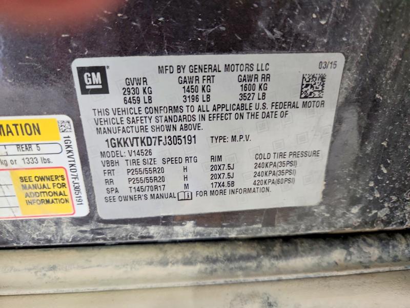 2015 Gmc Acadia მანქანა იყიდება აუქციონზე, vin: 1GKKVTKD7FJ305191, აუქციონის ნომერი: 54502836