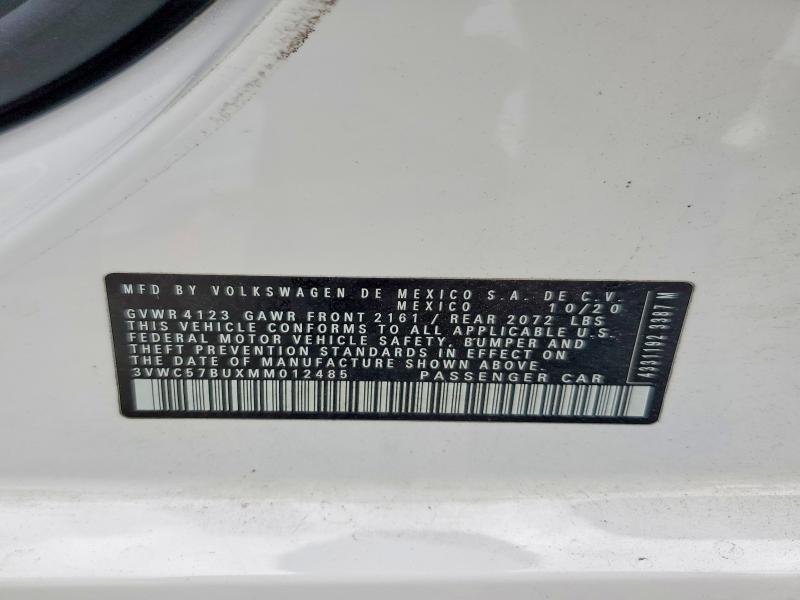 54287156 :رقم المزاد ، 3VWC57BUXMM012485 vin ، 2021 Volkswagen Jetta مزاد بيع