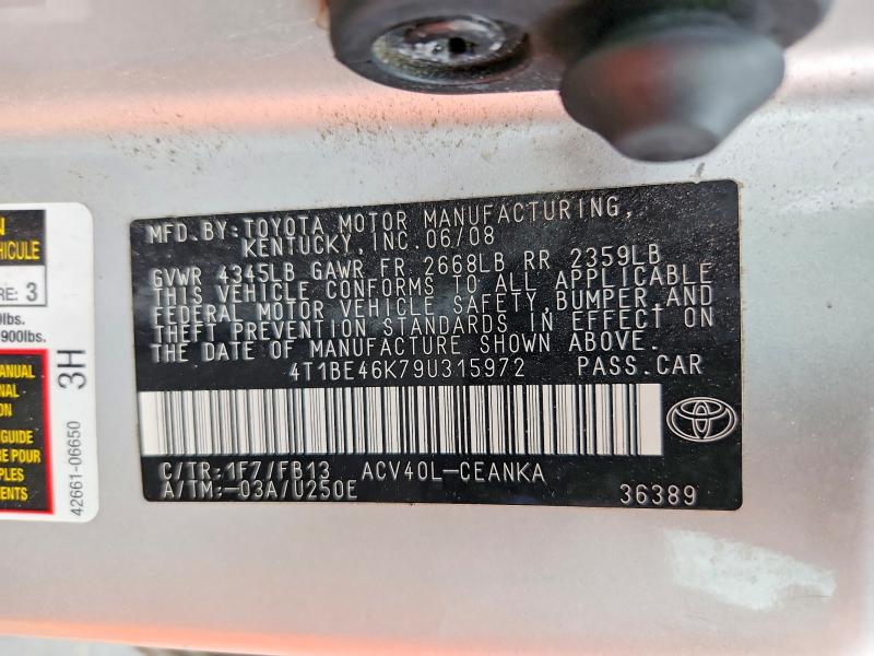 Продаж на аукціоні авто 2009 Toyota Camry, vin: 4T1BE46K79U315972, номер лоту: 53690496