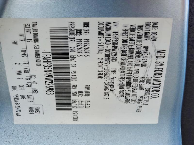 Aukcja sprzedaży 2009 Ford Focus, vin: 1FAHP35N49W226983, numer aukcji: 55415096
