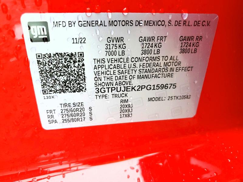 54730296 :رقم المزاد ، 3GTPUJEK2PG159675 vin ، 2023 Gmc Sierra مزاد بيع