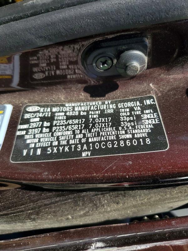 Aukcja sprzedaży 2012 Kia Sorento, vin: 5XYKT3A10CG286018, numer aukcji: 51913226
