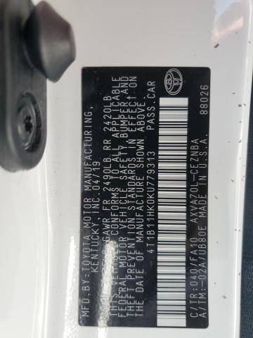 Aukcja sprzedaży 2019 Toyota Camry, vin: 4T1B11HK0KU779313, numer aukcji: 55226266