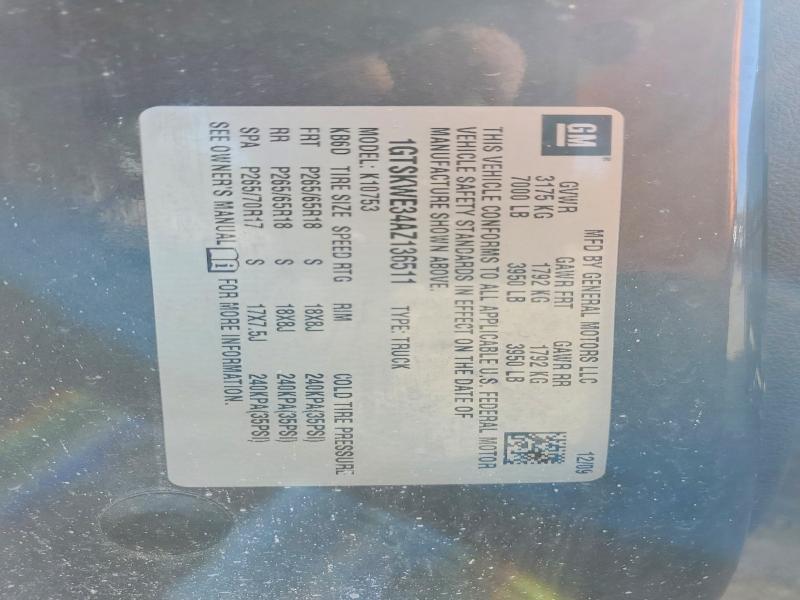 54119166 :رقم المزاد ، 1GTSKWE34AZ136511 vin ، 2010 Gmc Sierra مزاد بيع