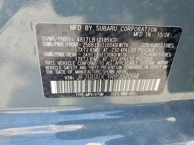 Продаж на аукціоні авто 2024 Subaru Crosstrek, vin: JF2GUADC3R8907094, номер лоту: 54130016