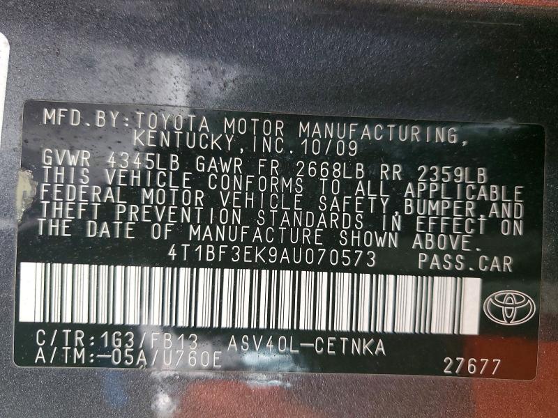 52346156 :رقم المزاد ، 4T1BF3EK9AU070573 vin ، 2010 Toyota Camry مزاد بيع