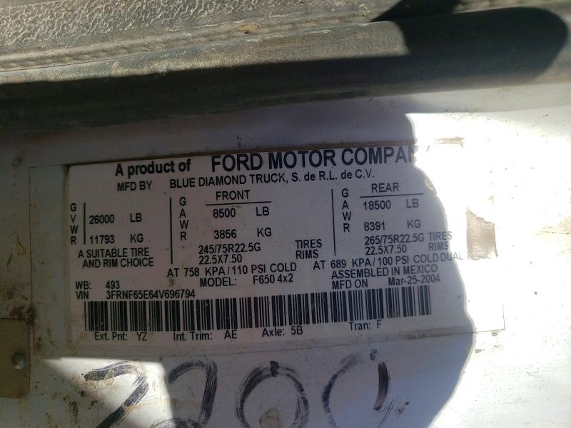 Продажа на аукционе авто 2004 Ford F650, vin: 3FRNF65E64V696794, номер лота: 51816866