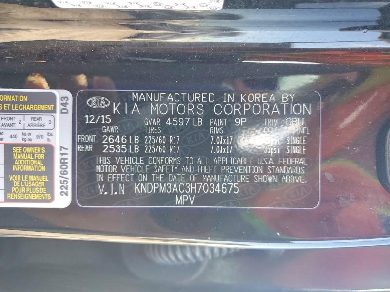 52051656 :رقم المزاد ، KNDPM3AC3H7034675 vin ، 2017 Kia Sportage مزاد بيع