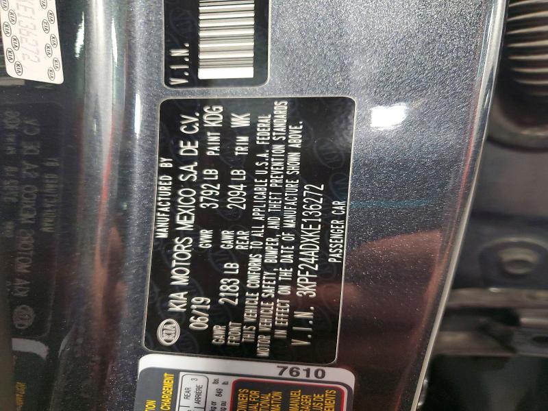 Продаж на аукціоні авто 2019 Kia Forte, vin: 3KPF24ADXKE136272, номер лоту: 53513086