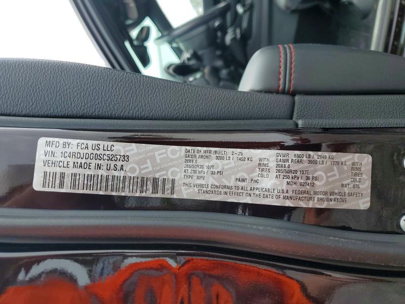 Aukcja sprzedaży 2025 Dodge Durango, vin: 1C4RDJDG0SC525733, numer aukcji: 54513346