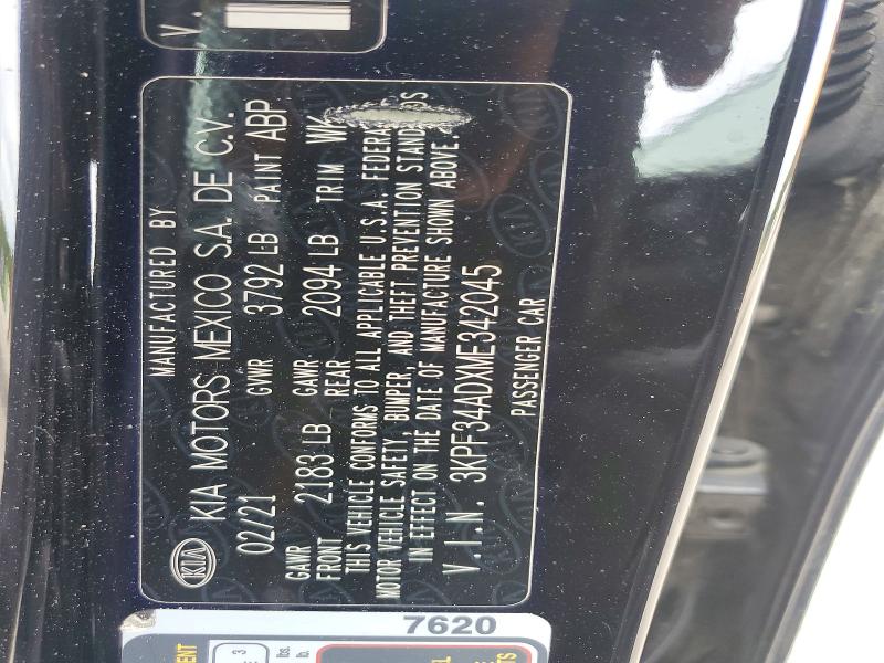Продажа на аукционе авто 2021 Kia Forte, vin: 3KPF34ADXME342045, номер лота: 53319606