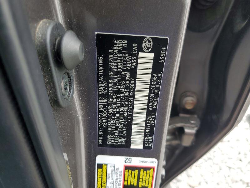 Продажа на аукционе авто 2020 Toyota Camry, vin: 4T1F31AK2LU546007, номер лота: 54499746
